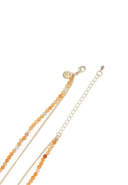 Leslii Kurze Halskette Stein Kugeln Layering Gold Orange Fabrikverkauf