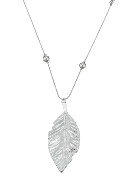 Leslii Lange Kette Blatt Edelstahl Silber Kostenloser Versand