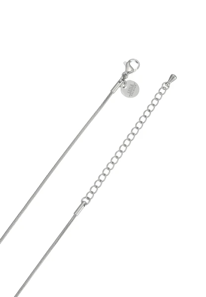 Leslii Lange Kette Ring Oval Edelstahl Silber Limitierter Zeitrabatt