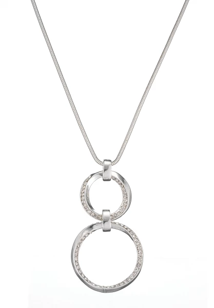 Leslii Lange Kette Glitzer Ringe Silber Rabatt