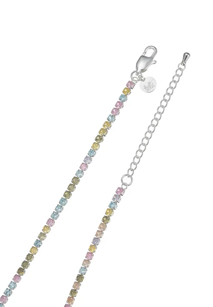 Leslii kurze Halskette Stainless Kristall versilbert Rainbow Online Shopping