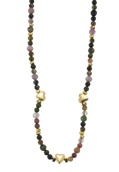 Leslii Kurze Halskette Kristall Herz-Kette 14k Gold Multi Lagerräumung