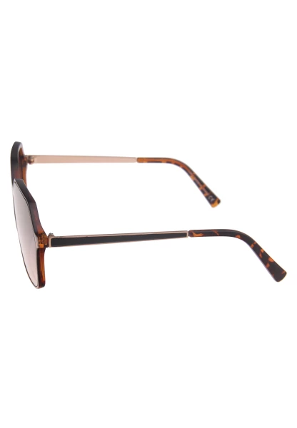 Leslii Sonnenbrille Damen Kanten-Look Horn-Optik braune Designerbrille Sunglasses Kunststoff Braun Kauf eins, bekomm eins gratis