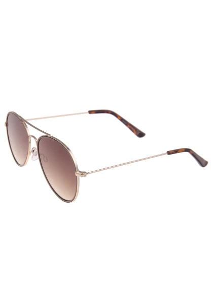 Leslii Sonnenbrille Damen Piloten-Brille Doppelsteg Designerbrille Sunglasses Metall Gold Braun Bis zu 60% Rabatt