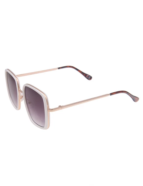Leslii Sonnenbrille Square Look Eckig Damen Sunglasses Designerbrille in Weiß Gold Kostenloser Versand international