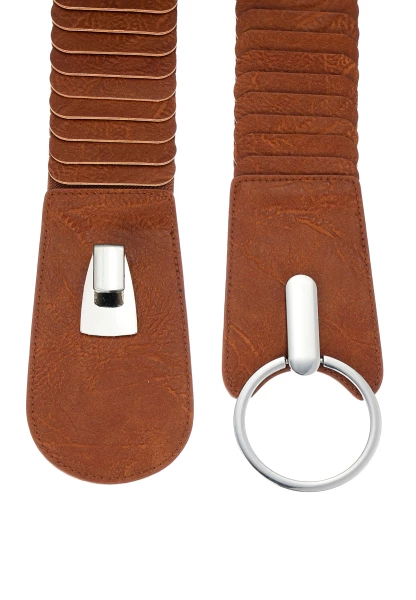 Leslii breiter Stretch-Gürtel Ringschließe | Cognac zollfrei