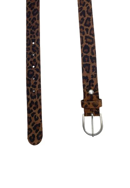 -50% SALE! Leslii Gürtel Leo Look 3cm echter Ledergürtel Braun Kostenloser Versand