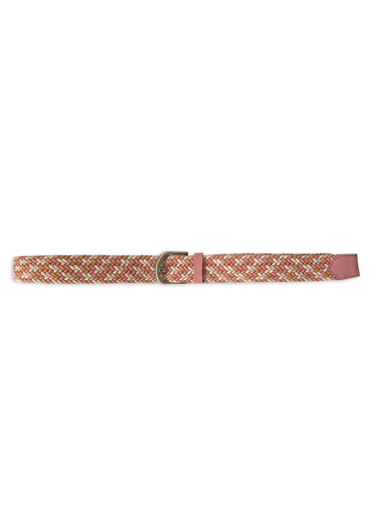 -50% SALE! Leslii Flechtgürtel Stretch mit Leder Applikation in Rosa Pink Creme Orange Sonderangebot