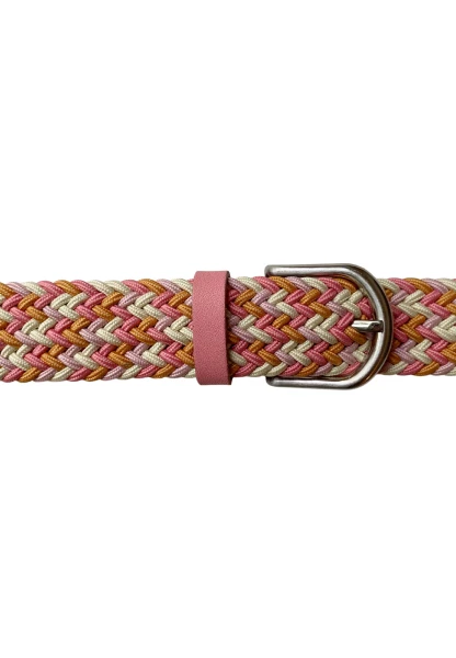 -50% SALE! Leslii Flechtgürtel Stretch mit Leder Applikation in Rosa Pink Creme Orange Sonderangebot