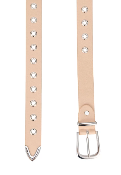Leslii Gürtel mit Nieten Damen Ösen Kunst-Leder 2,8cm Breite in Creme Beige Online Shopping
