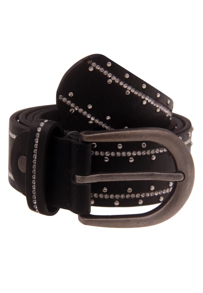 Leslii Damen-Gürtel Strass-Gürtel schwarzer Gürtel Glitzer-Gürtel Breite 3,5cm schwarz Exklusivangebot