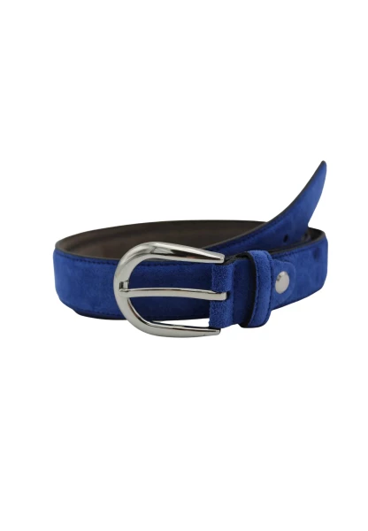 Leslii Gürtel echter Ledergürtel Antik blauer Gürtel Velourleder Royalblau silber Preisnachlass