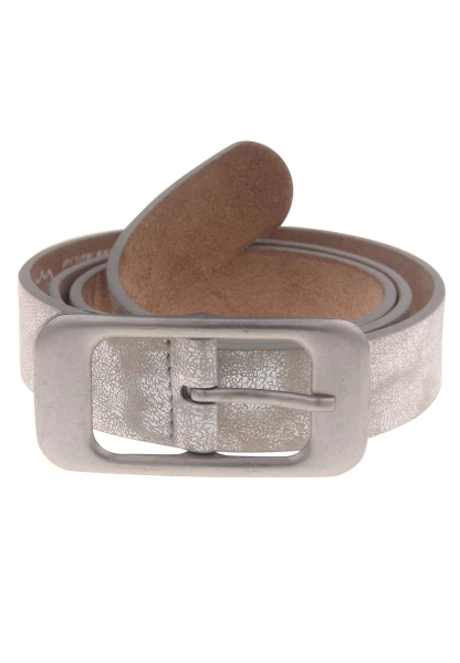 Leslii Damen-Gürtel Basic Statement-Schließe silberfarbener Gürtel Uni Breite 3cm Silber Metallic Saisonschlussverkauf