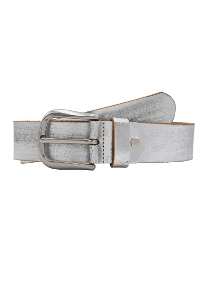 Leslii Gürtel echter Ledergürtel Used Look Metallic silberner Gürtel Leder silber Weihnachtsangebot