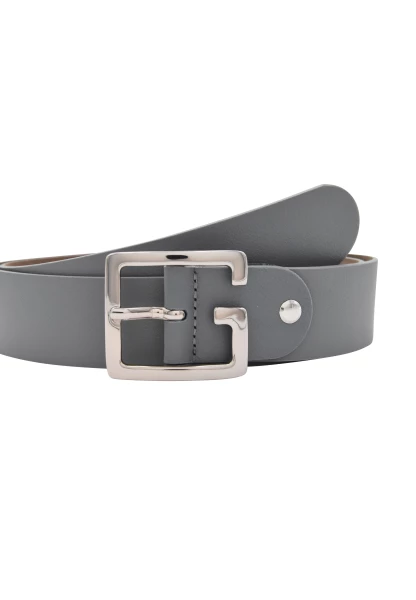 Leslii Premium Gürtel echter Leder-Gürtel grauer Gürtel Breite 4cm Kalbs-Nappaleder Narbung Grau Sil Heißer Verkauf