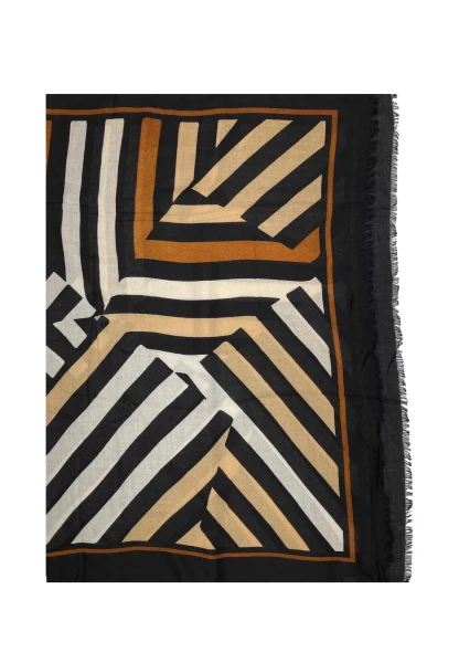 Leslii Schal Streifen-Muster Beige Schwarz zollfrei