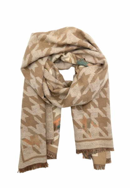 Leslii Schal mit Pepita-Muster Creme Beige Günstiger Verkauf