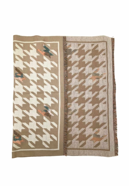 Leslii Schal mit Pepita-Muster Creme Beige Günstiger Verkauf