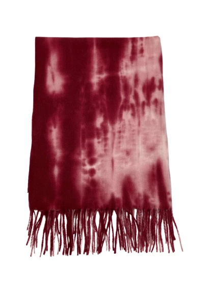 Leslii Schal Fransen Batik Dunkelrot Rosa Fabrikpreis