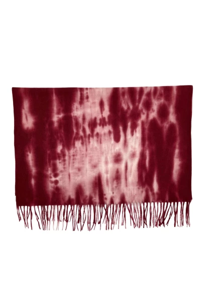 Leslii Schal Fransen Batik Dunkelrot Rosa Fabrikpreis