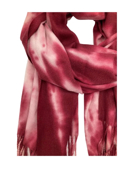 Leslii Schal Fransen Batik Dunkelrot Rosa Fabrikpreis