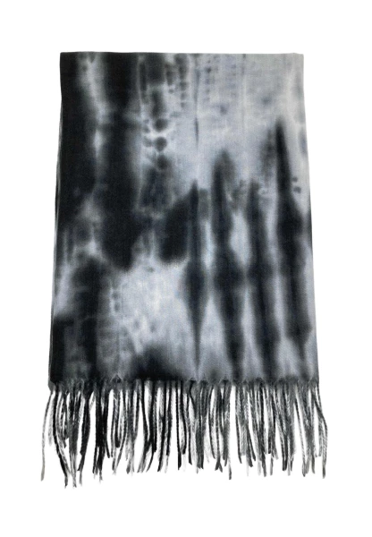 Leslii Schal Fransen Batik Schwarz Grau Sonderangebot