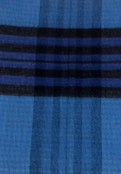 -50% SALE Leslii Schal Muster-Mix gemusterter Schal Streifen-Muster Fransen-Schal kariert in Blau VIP-Rabatte
