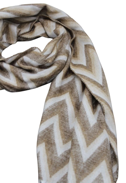 -50% SALE Leslii Schal Zickzack-Muster gemusterter Fransen-Schal Muster-Schal in Braun Beige Tiefpreis