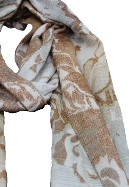 -50% SALE Leslii Schal Blumen-Muster Rosen gemusterter Fransen-Schal Muster-Schal in Braun Beige Begrenzte Freigabe