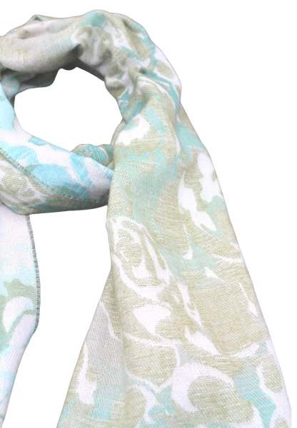 -50% SALE Leslii Schal Blumen-Muster Rosen gemusterter Fransen-Schal Muster-Schal in Grün Mint JETZT KAUFEN