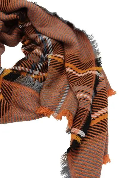 -50% SALE Leslii Schal Streifen-Muster oranger Schal Fransen-Schal gemustert in Orange Schwarz Letzter Tag