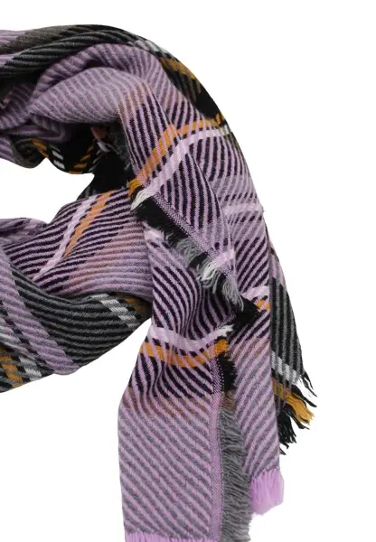 -50% SALE Leslii Schal Streifen-Muster lilafarbener Schal Fransen-Schal gemustert in Lila Schwarz Zeitbegrenzte Promotion