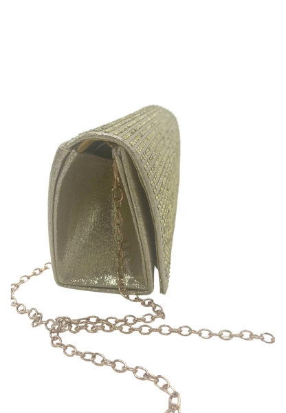 Leslii Clutch Handtasche Glitzer Steinchen in Gold im Angebot