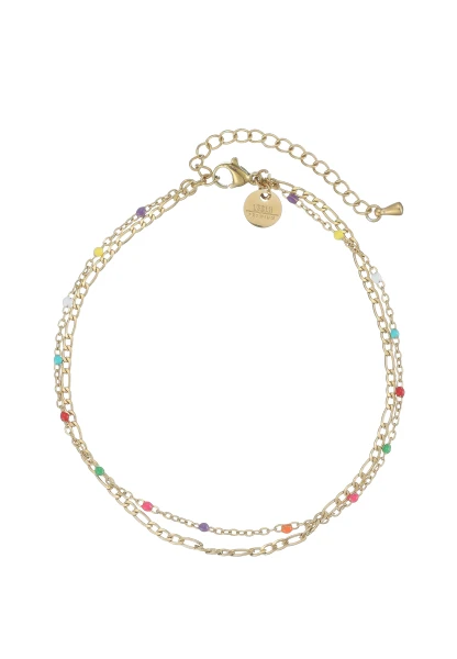 Leslii Fußkettchen Regenbogen Edelstahl 14K vergoldet Sonderangebot