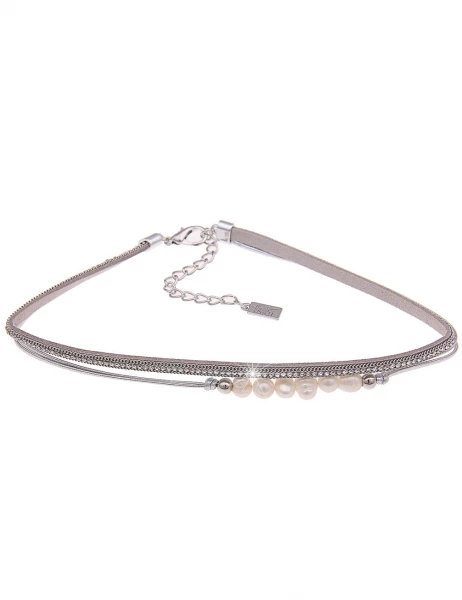 -70% SALE Leslii Kurze Halskette Choker Perlen in Silber Grau Online Outlet