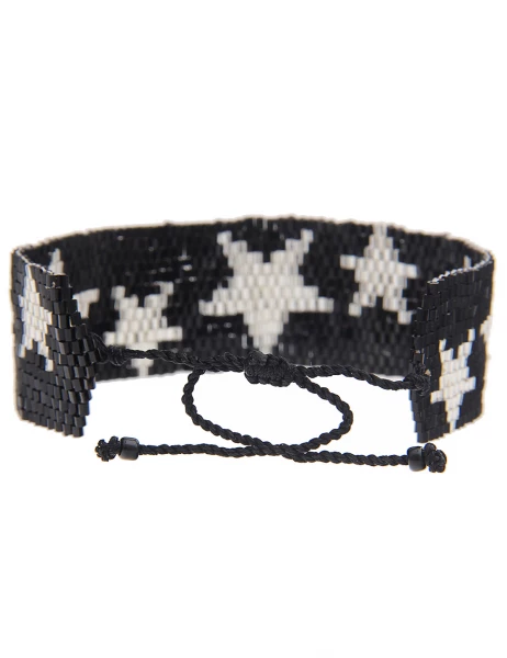 -70% SALE Leslii Armband Web-Muster Sterne in Schwarz Silber Exklusive Angebote