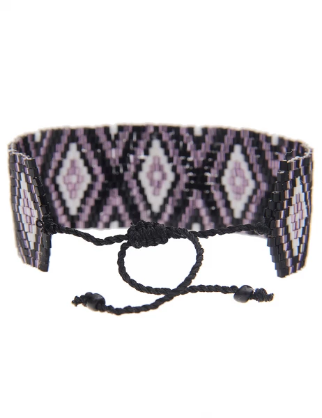 -70% SALE Leslii Armband Web-Muster Raute in Schwarz Lila Blitzangebot