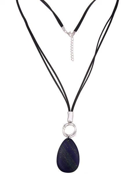 -50% SALE Leslii Lange Halskette Naturstein in Schwarz Blau Kauf eins, bekomm eins gratis