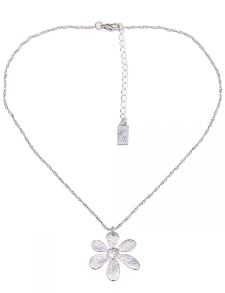 -50% SALE Leslii Kurze Halskette Glitzer-Blüte in Silber Neueste Stile