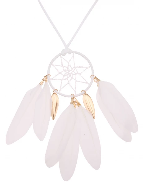 -50% SALE Leslii Lange Halskette Traumfänger in Weiß Gold Super Rabatt