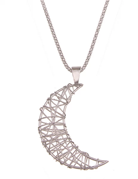 -50% SALE Leslii Lange Halskette Halbmond in Silber Clearance-Verkauf