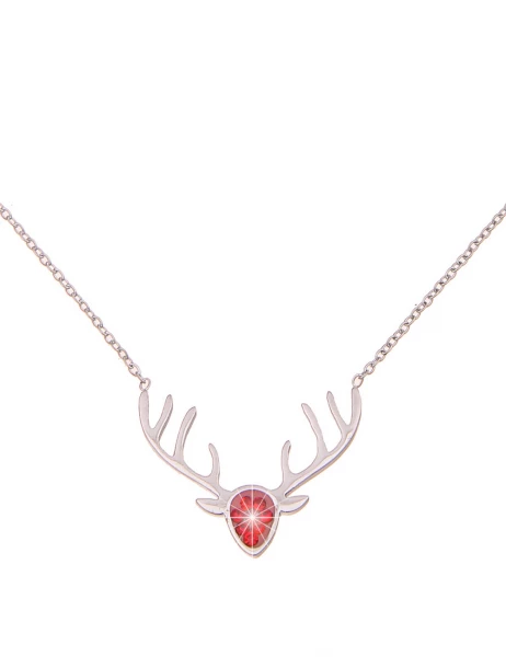 -50% SALE Leslii Damen-Kette Hirsch-Geweih Trachten-Collier Oktoberfest Dirndl-Kette Wiesn Silber Ro Hotsell