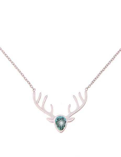 -50% SALE Leslii Damen-Kette Hirsch-Geweih Trachten-Collier Oktoberfest Dirndl-Kette Wiesn Silber Gr im Angebot