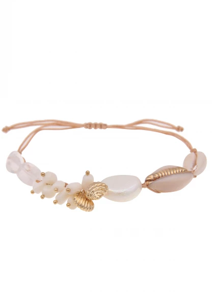 -50% SALE Leslii Armband Estefania Muschel in Braun Weiß Blitzverkäufe