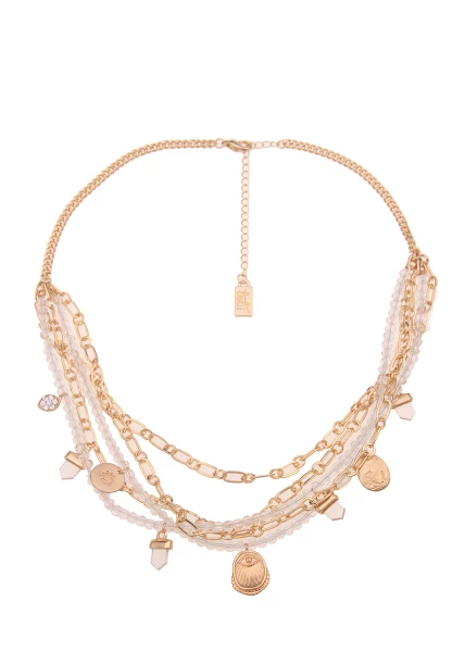 -50% SALE Leslii Kurze Halskette Statement Look Carmen in Gold Weiß Kostenloser Versand