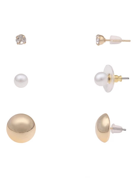 Leslii Ohrringe Ohrstecker Basic 3er Set in Gold Weiß Letzte 2 Tage