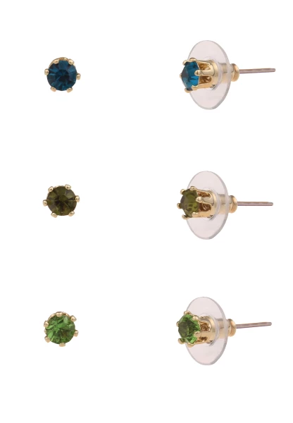 Leslii Damen-Ohrringe Ohrstecker im 3er Set Modeschmuck-Ohrringe Ohrschmuck Gold Grün Blau Cyber Monday