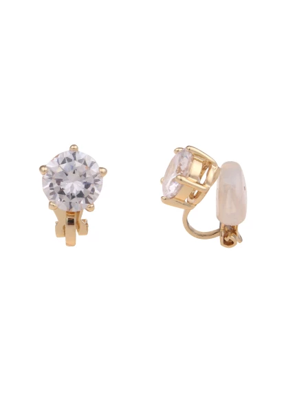 Leslii Damen-Ohrringe Ohr-Clip weiße Glas-Ohrringe Glitzer Modeschmuck-Ohrringe Gold Weiß Weihnachtsangebot