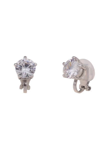 Leslii Damen-Ohrringe Ohr-Clip weiße Glas-Ohrringe Glitzer Modeschmuck-Ohrringe Silber Weiß Online Outlet