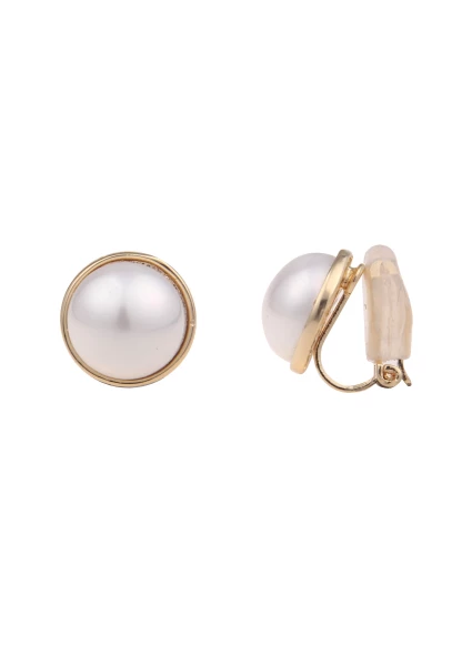 Leslii Damen-Ohrringe Ohr-Clip weiße Perlen-Ohrringe Classic Modeschmuck-Ohrringe Gold Weiß Blitzangebot